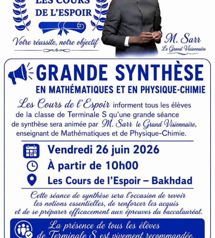 Grande synthèse en mathématiques et physique-chimie pour les Terminale S